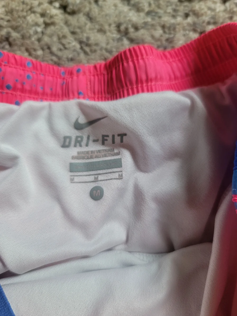 Nike Kids Pink Athletic Shorts with Blue Trim Size Medium